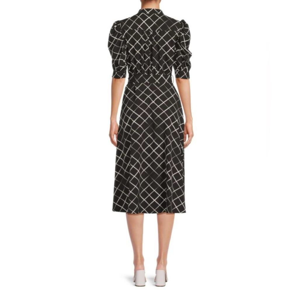 DKNY NWT Button Front Puff Sleeve Belted Midi Dress Size 8 - Picture 2 of 16